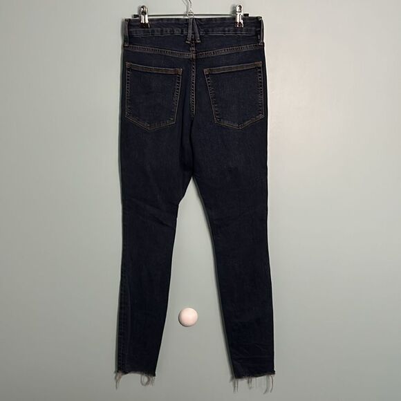 Good American Good Legs Skinny Jeans Raw Hem Dark Wash - Picture 7 of 10